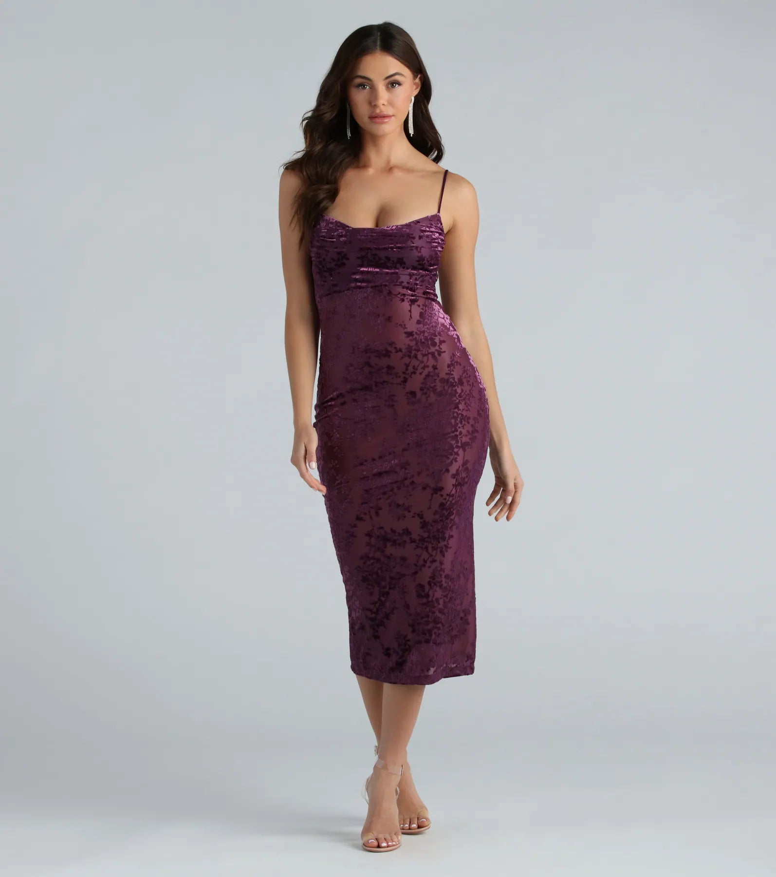 Ultimate Floral Velvet Flocked Mesh Party Dress