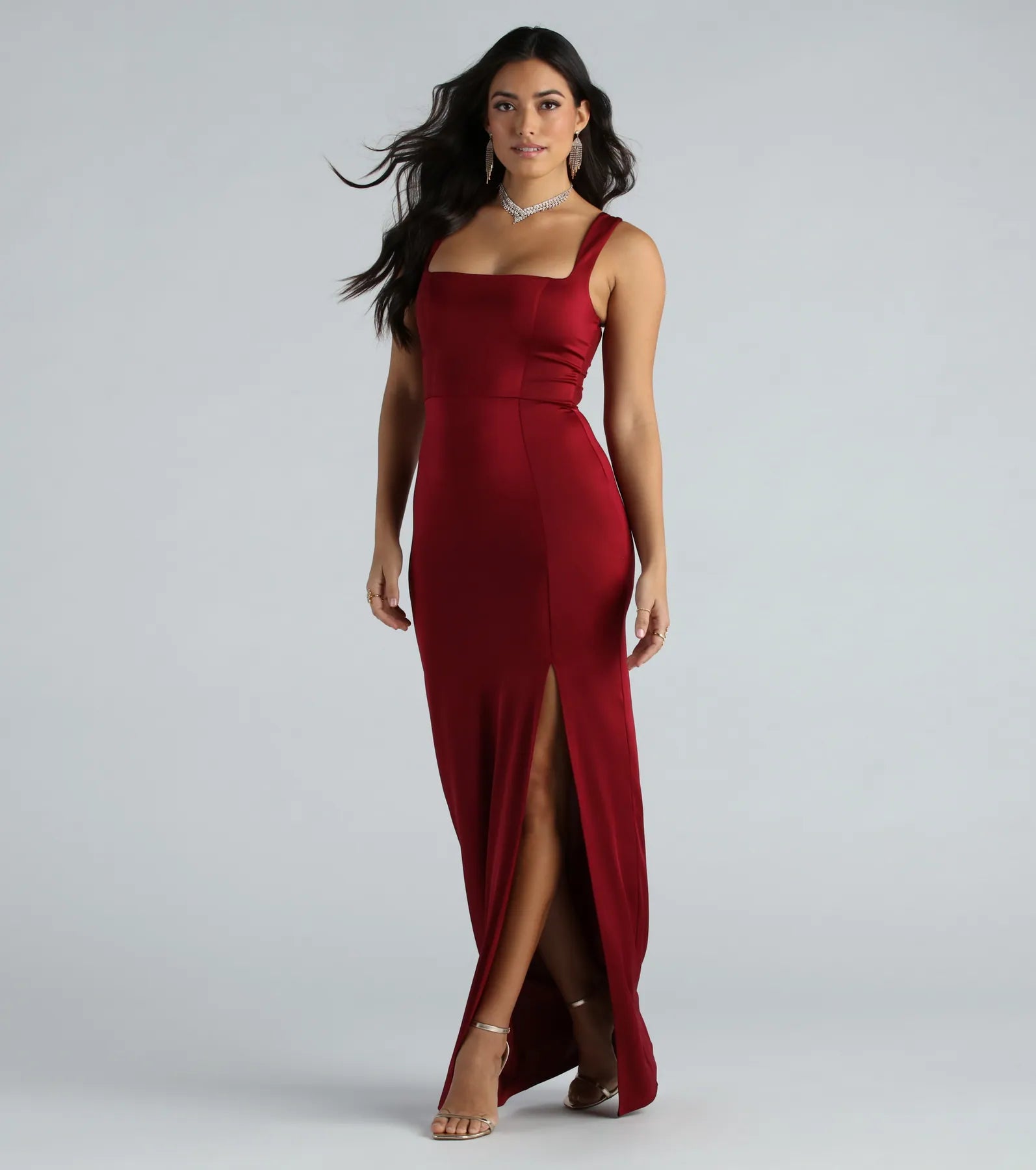 Megan Premium Formal Square Neck Slim Dress