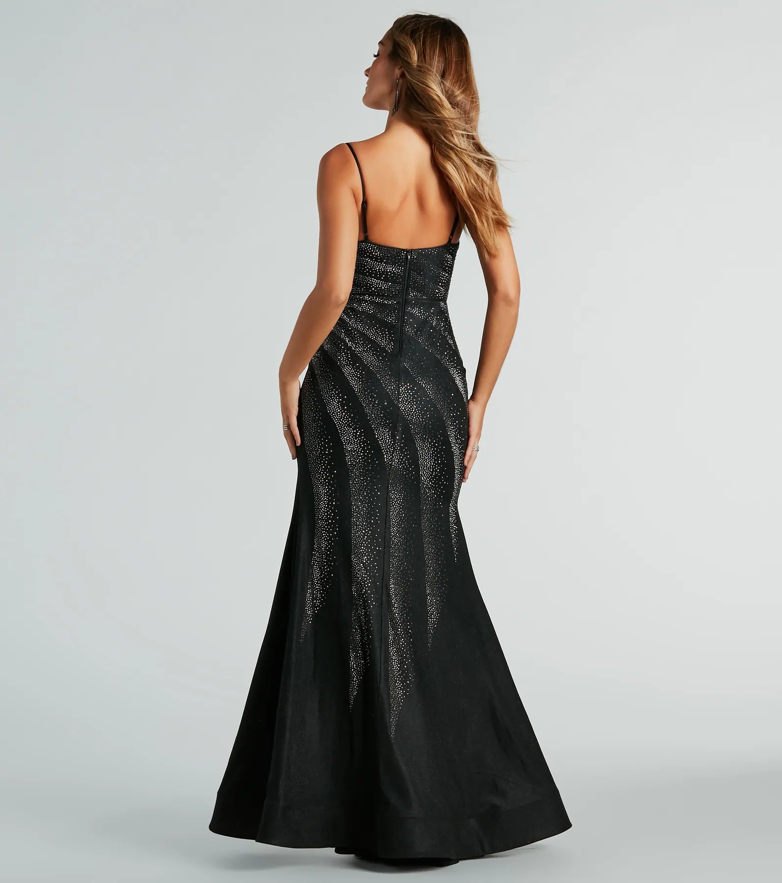 Tessa Premium Rhinestone Mermaid Gown with High Slit