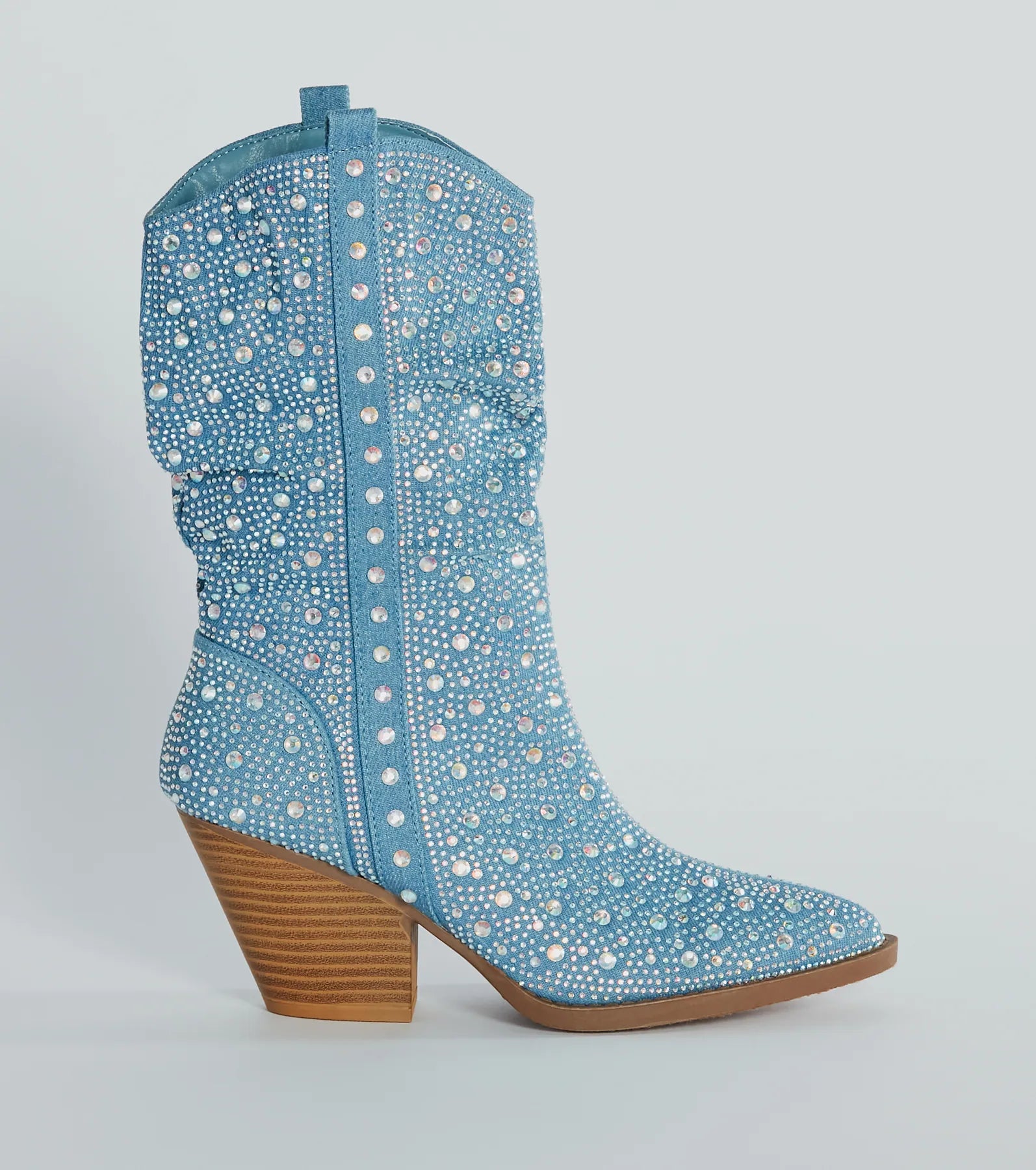 Ultimate Sparkle Rhinestone Denim Cowboy Boots - Premium Festival Style