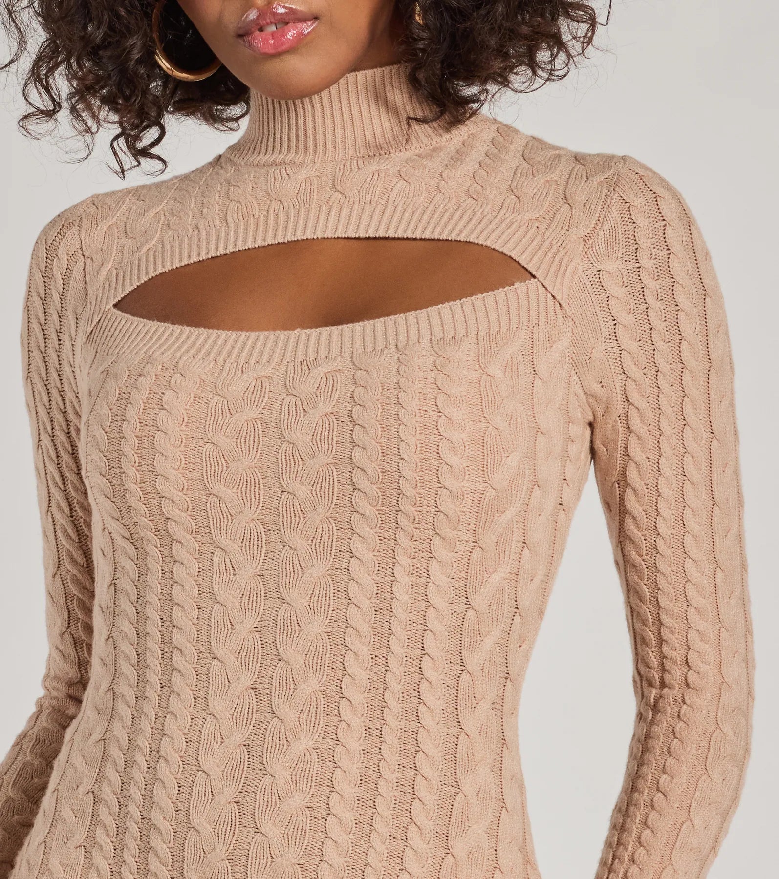 Ultimate Textured Glam Cable Knit Mini Dress