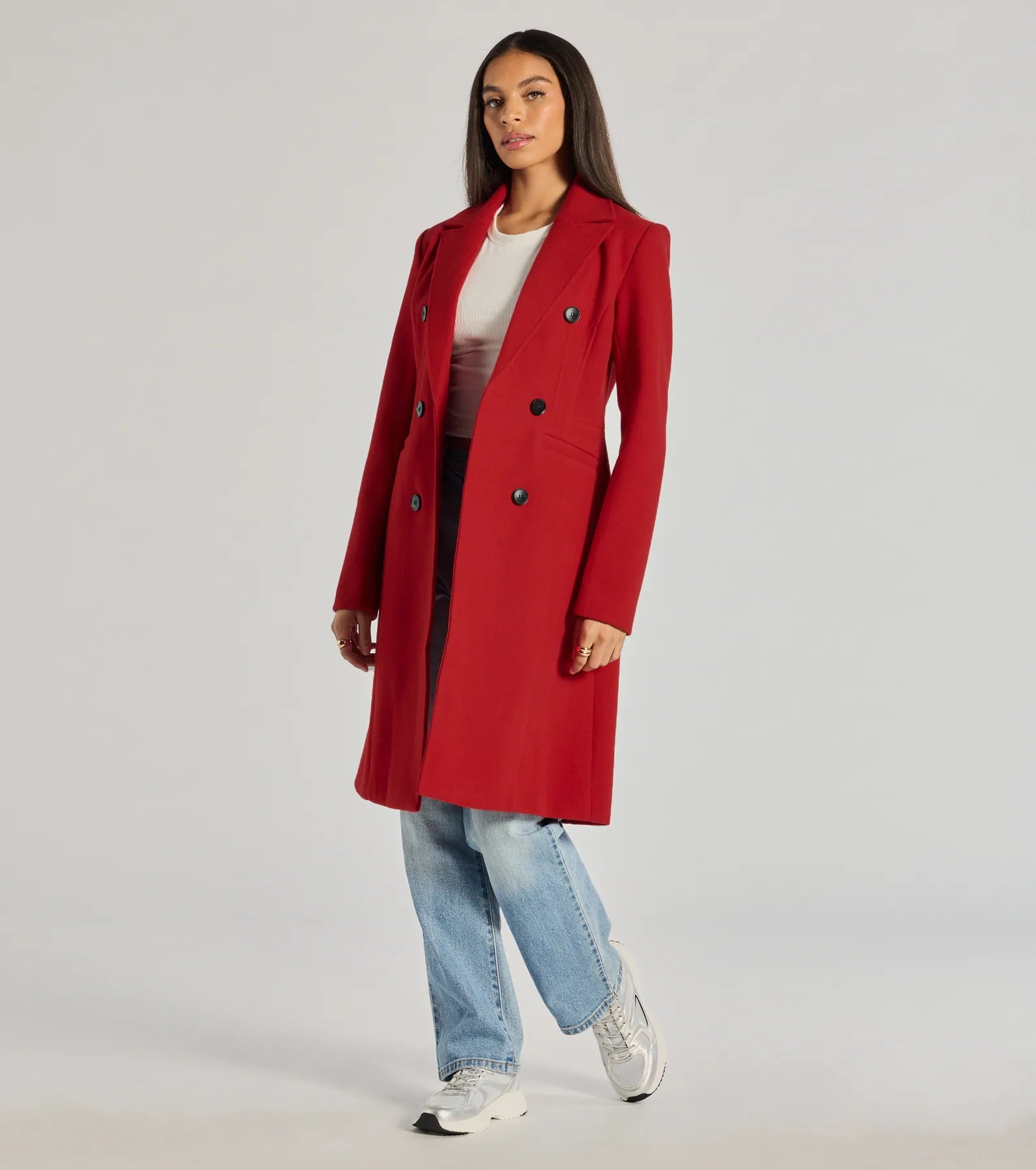 Premium Double-Breasted Faux Wool Trench Coat - Ultimate Sophistication