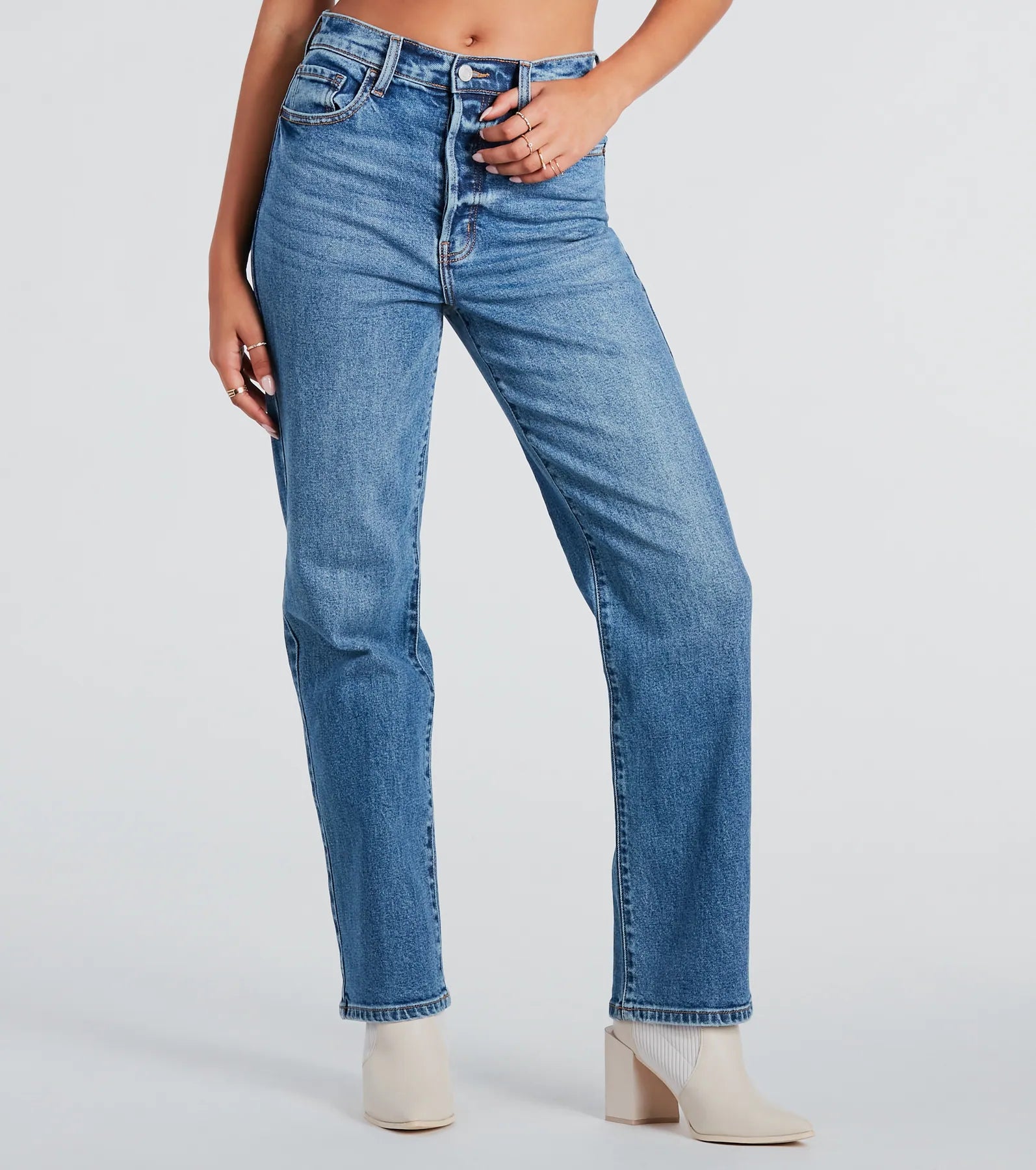 Premium High-Rise Straight-Leg Boyfriend Jeans - Ultimate Comfort & Style