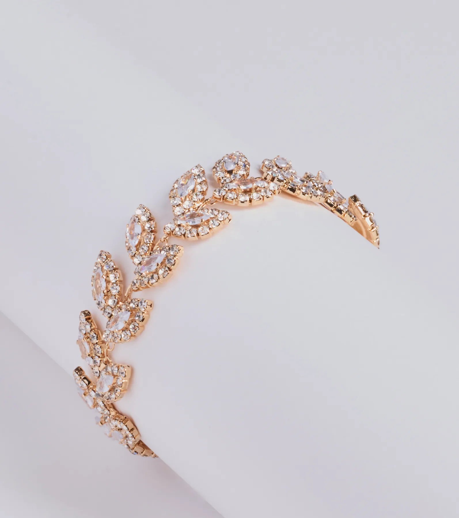 Ultimate Glam Rhinestone Leaf Clasp Bracelet