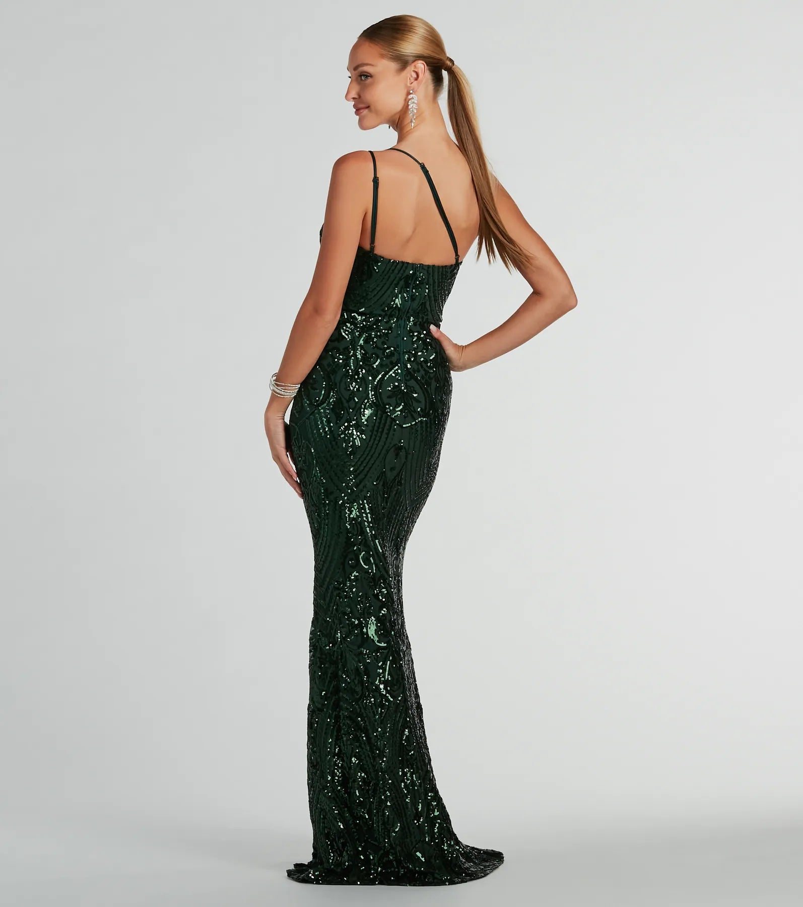 Sarah Premium One-Shoulder Mermaid Sequin Gown