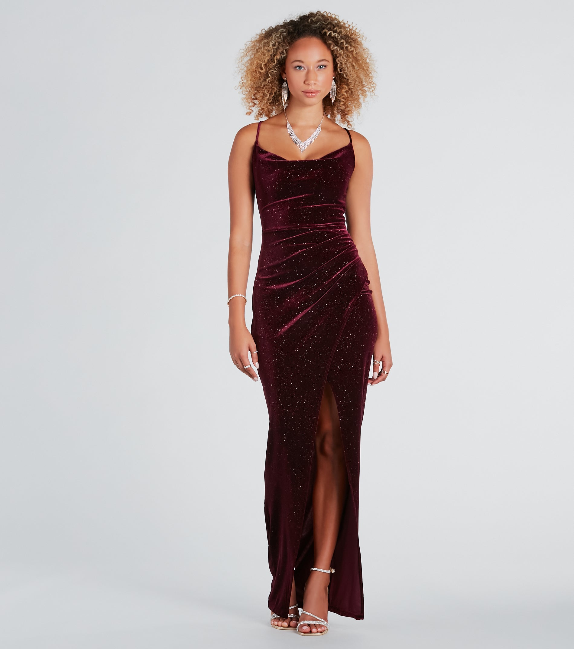 Ultimate Glamour: Prianka Glitter Velvet Evening Dress