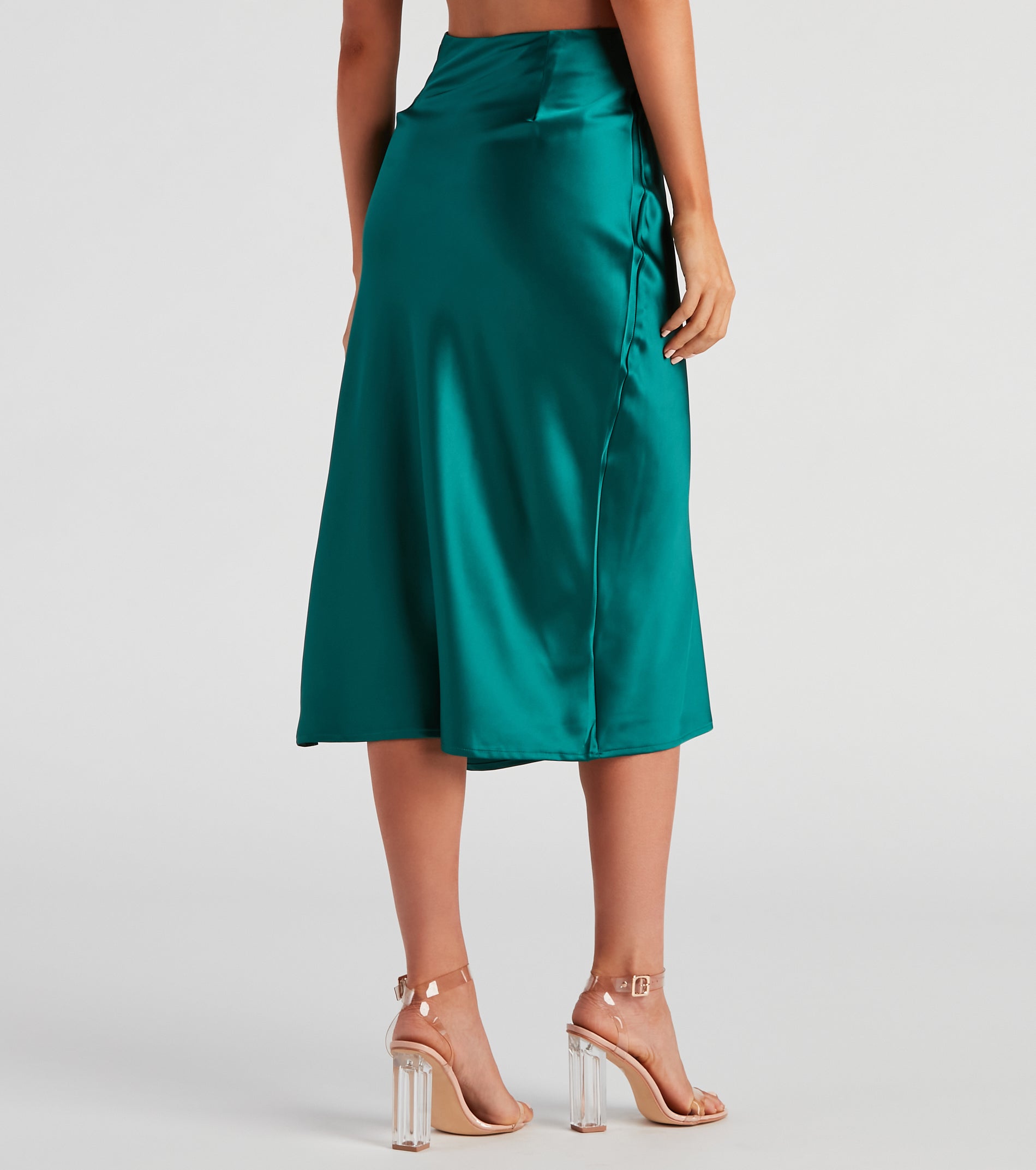 Premium Lavish Life Satin Slit Midi Skirt - Ultimate Elegance