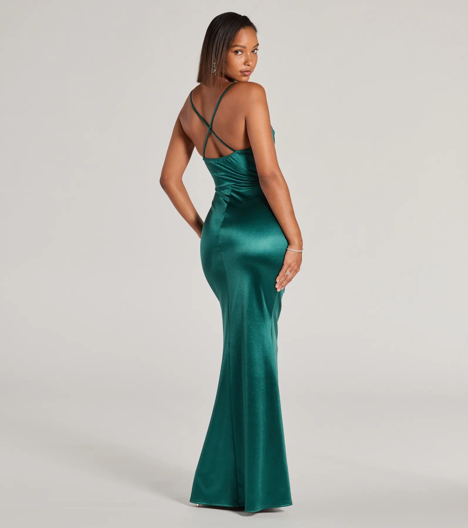 Premium Courteney Cowl Neck Mermaid Satin Gown