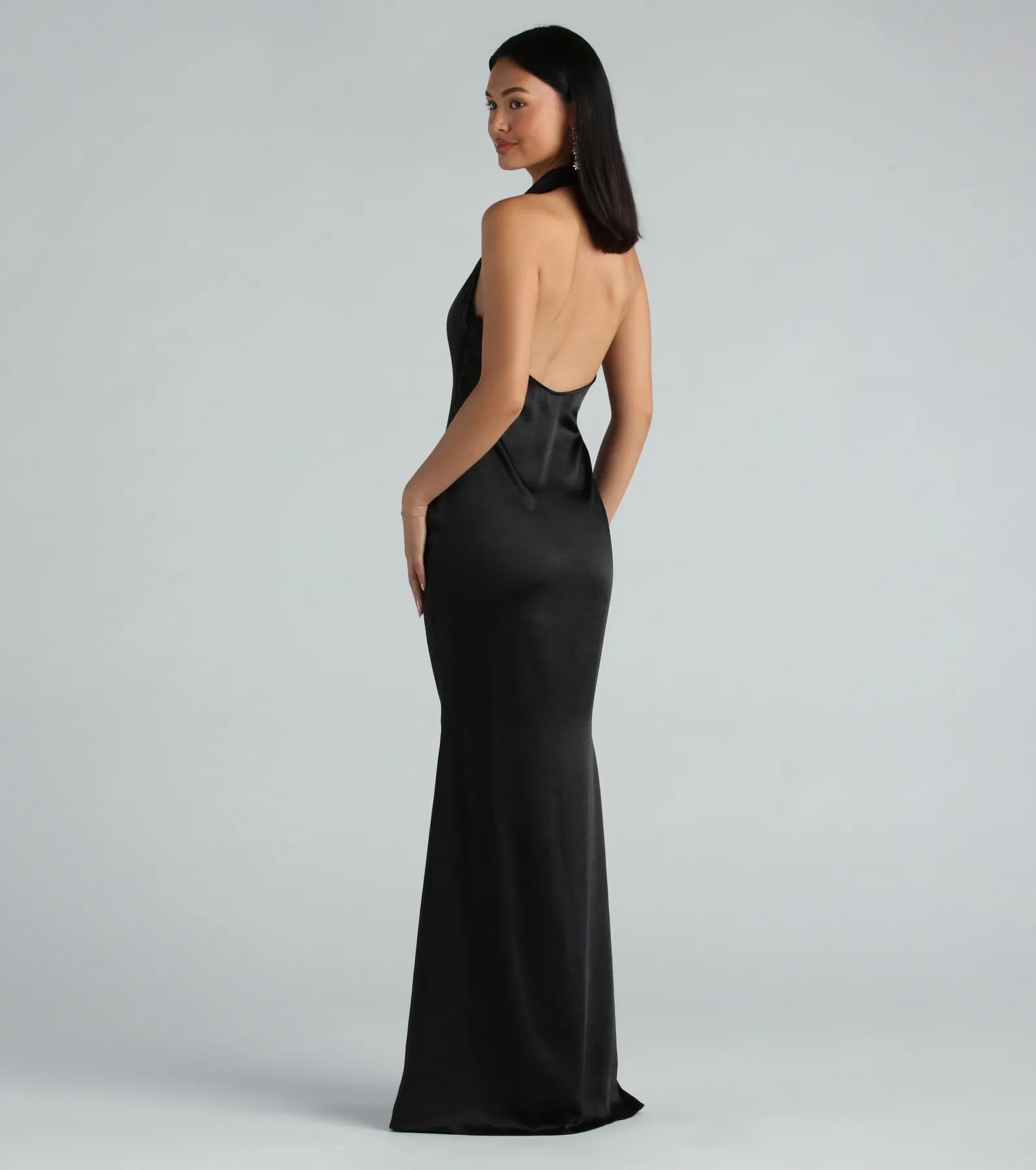 Premium Amber Luxe Satin Halter Gown with Open Back