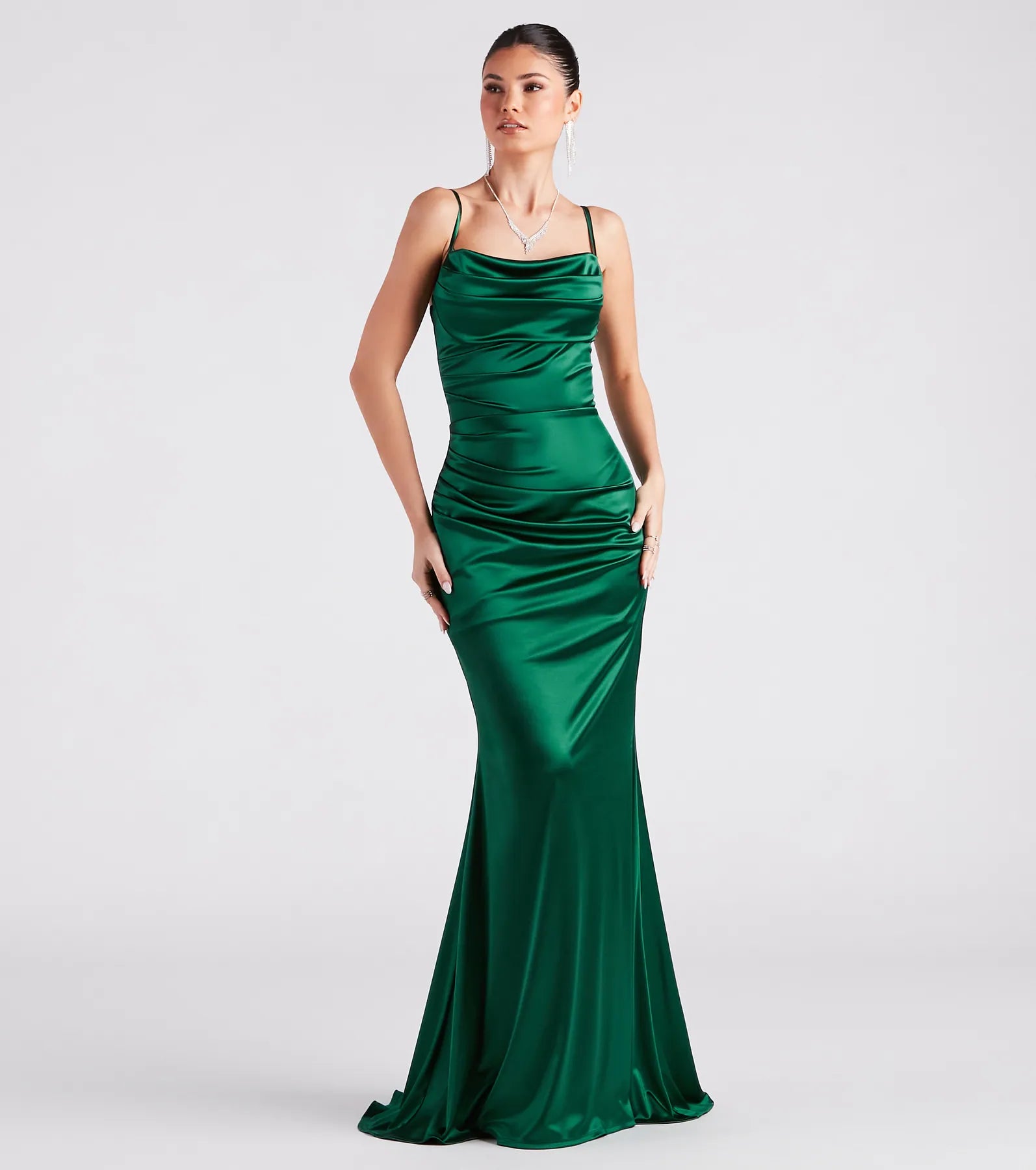 Premium Marley Formal Satin Cowl Neck Mermaid Dress - Ultimate Elegance