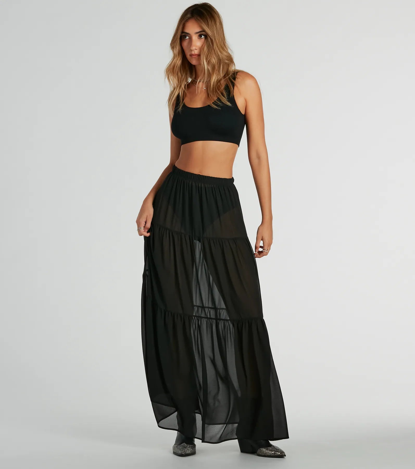 Ultimate Elegance Tiered Chiffon Maxi Skirt