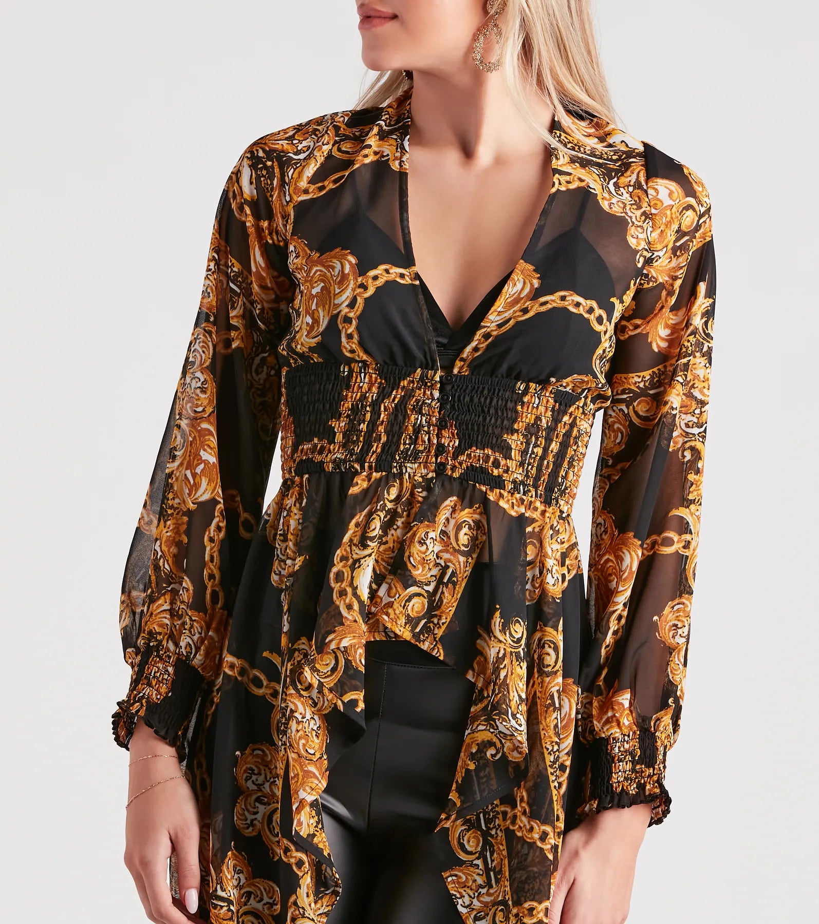 Ultimate Bold Babe Chain Print Chiffon Duster