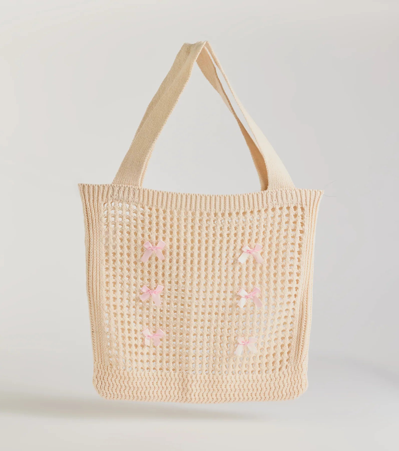 Ultimate Cute Vibes Satin Bow Crochet Tote Bag - Upgrade Your Style