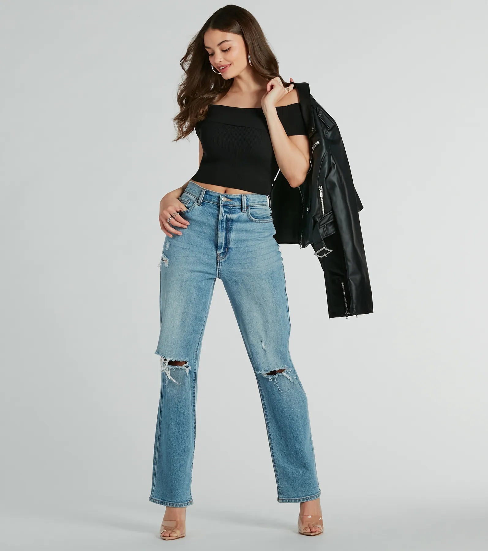 Ultimate Sweetie Off-The-Shoulder Ribbed Crop Top