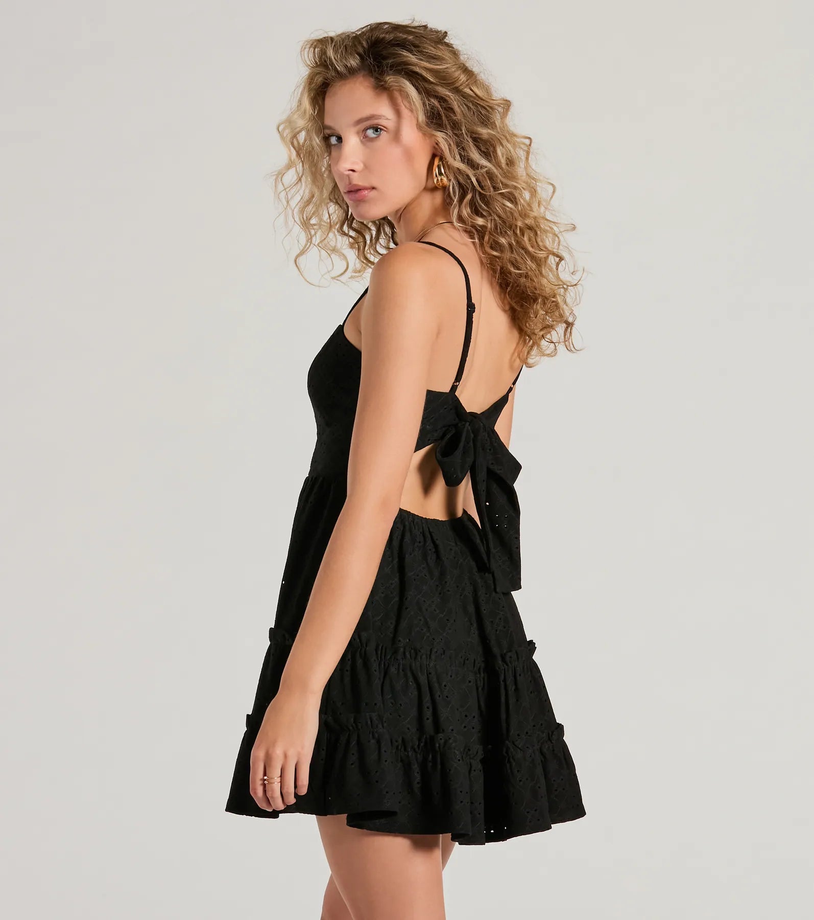 Ultimate Amore Tie-Back Eyelet Mini Dress | Premium Weekend Style