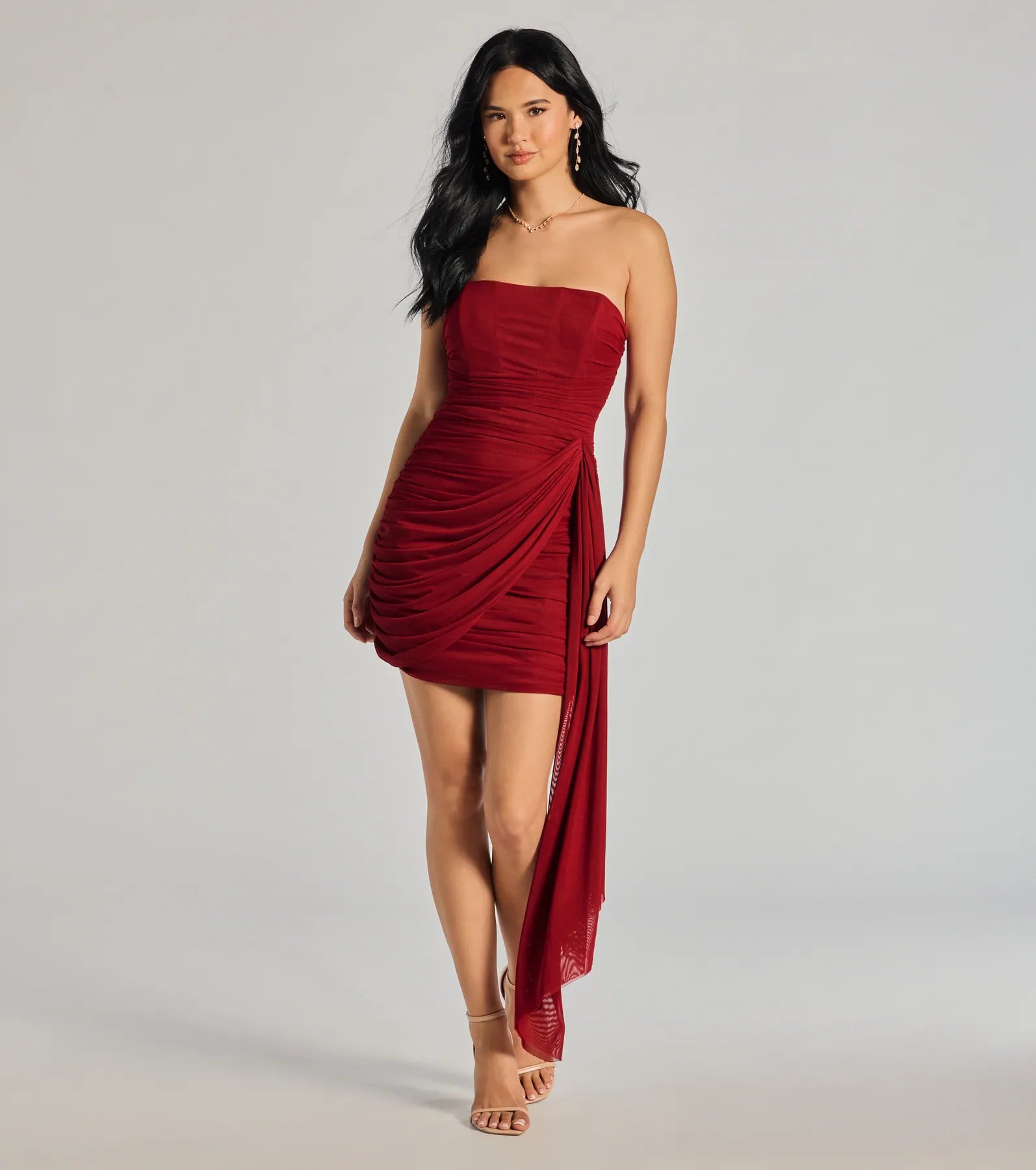 Ultimate Kaiya Strapless Bodycon Dress with Flowy Side Train