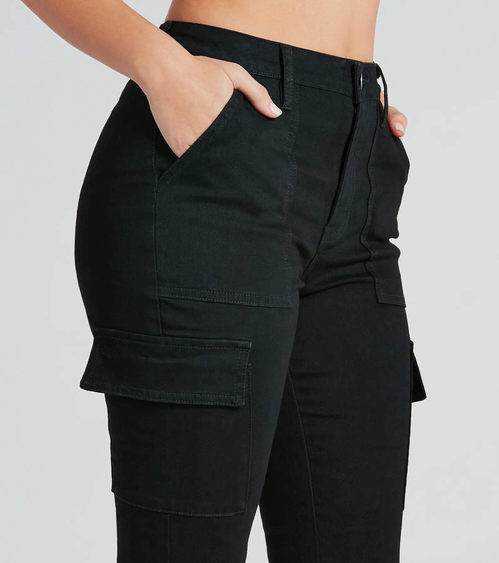 Premium Effortless Vibe High-Rise Cargo Skinny Jeans